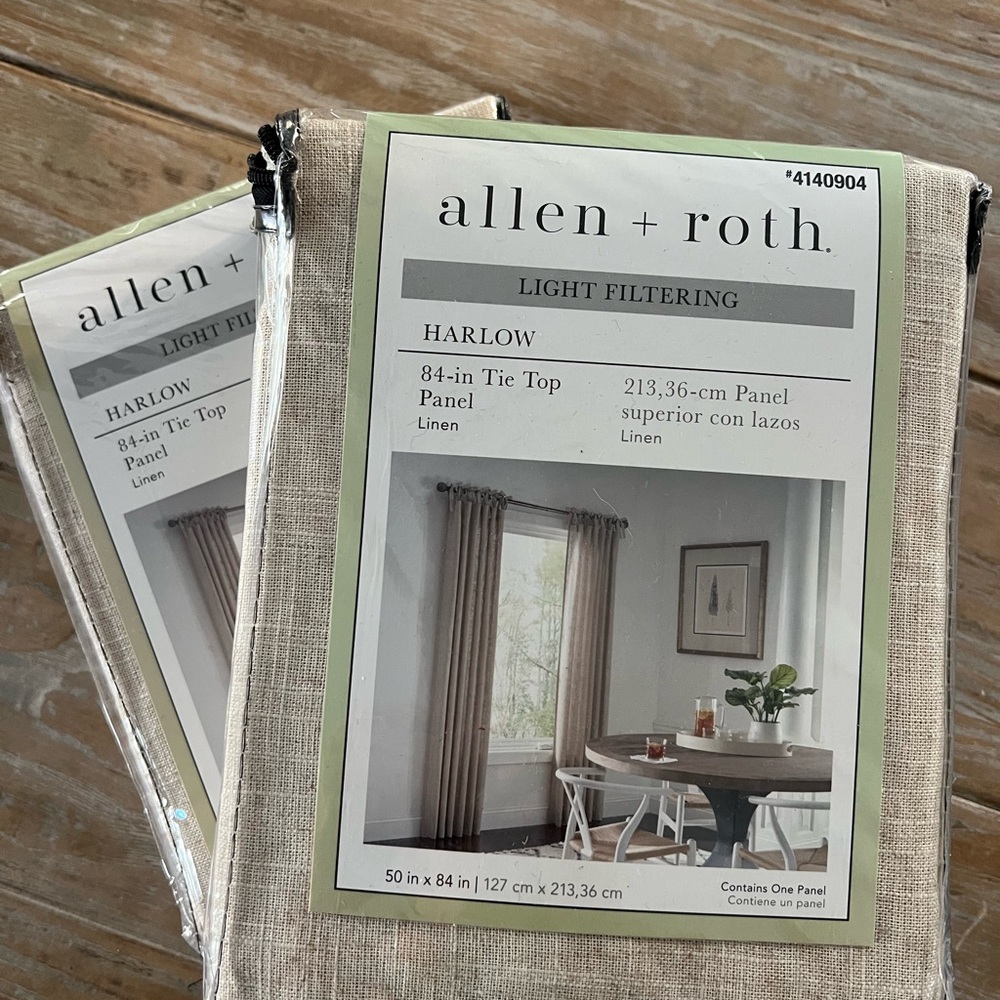 Allen + Roth Harlow Light Filtering Curtains Linen - 1 panel left ( not a set)